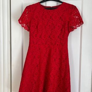 J.Crew Red Short Sleeve Lace Dress